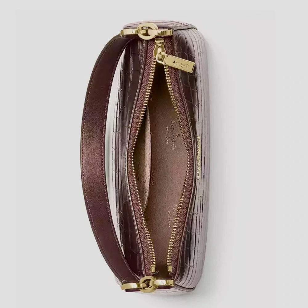 🤎💛 NWT KATE SPADE Margot Metallic Croc Embossed Convertible Shoulder Bag – NEW - Picture 5 of 7